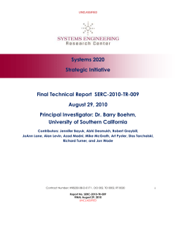 SERC Systems 2020 Report - Center for Systems and Software