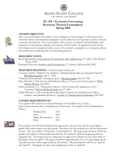 EC 338 &ndash; Economic Forecasting