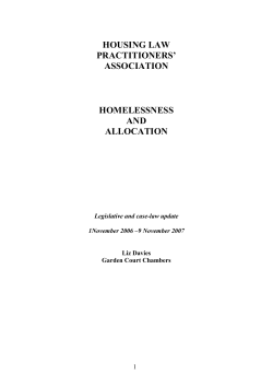 homlessness and allocations - Housing Law Practitioners Association