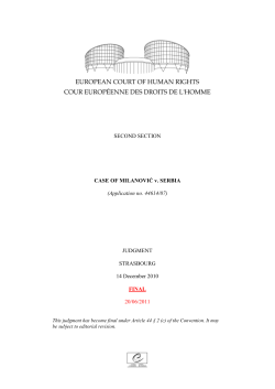 CASE OF MILANOVIC v SERBIA - Anti