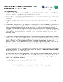 Illinois State 4-H Livestock Ambassador Team Application - Illinois 4-H