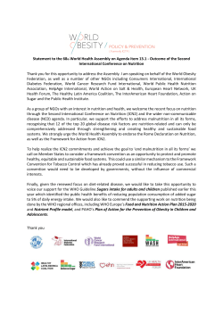 Statement to the 68th World Health Assembly on Agenda item 13.1