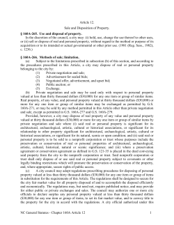 NC General Statutes - Chapter 160A Article 12 1 Article 12. Sale and
