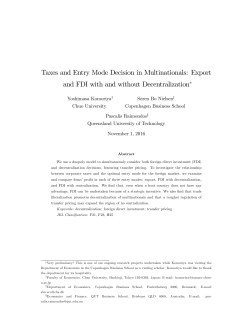 Taxes and Entry Mode Decision in Multinationals - QUT