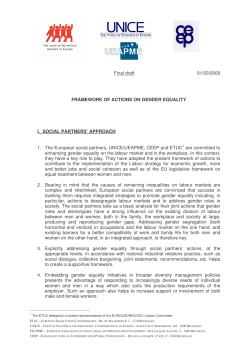 framework of actions gender equality 010305