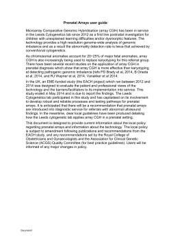 Prenatal Arrays user guide Microarray Comparative Genomic