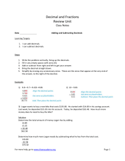 Decimal and Fraction Review Unit