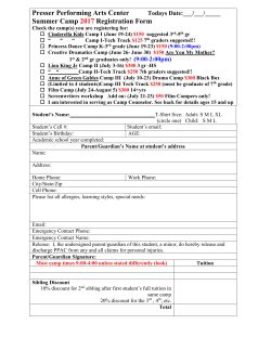Summer Camp Registration Form 2017
