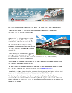 GREY CUP 100 TRAIN TOUR: A CANADIAN ICON TRAVELS THE