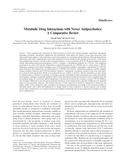 Metabolic Drug Interactions with Newer Antipsychotics: A