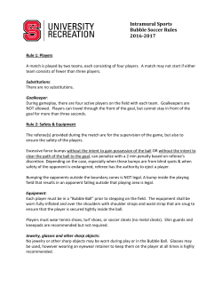 Intramural Sports Bubble Soccer Rules 2016-2017