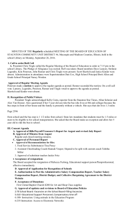 MINUTES OF THE Regularly scheduled MEETING OF THE BOARD