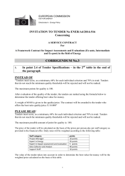 INVITATION TO TENDER No - European Commission