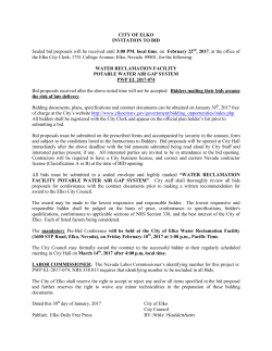 CITY OF ELKO INVITATION TO BID Sealed bid proposals will be