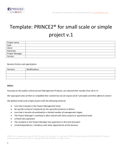 Template: PRINCE2® for small scale or simple project v.1