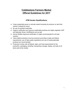Cobblestone Farmers Market Official Guidelines for 2017