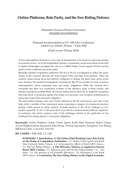 Online Platforms, Rate Parity, and the Free Riding Defence