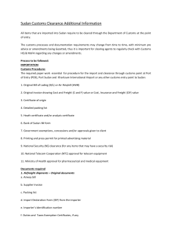 Sudan Customs Clearance Additional Information