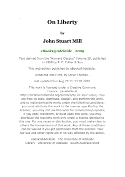 On Liberty by John Stuart Mill eBooks@Adelaide 2009 Text derived