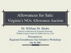 Allowances for Sale: Virginia`s NOx Allowance Auction