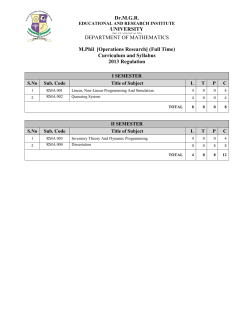M.Phil Operations Research - Dr.MGR Educational and Research