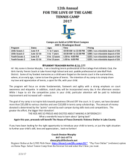12th Annual FOR THE LOVE OF THE GAME TENNIS CAMP 2017