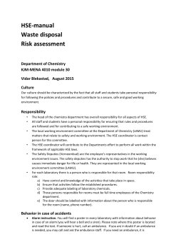 HSE-manual Waste disposal Risk assessment Department of