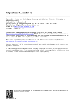 Rationality, Choice, and the Religious Economy: Individual and