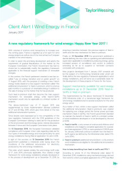 Client Alert I Wind Energy in France