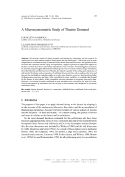 A Microeconometric Study of Theatre Demand