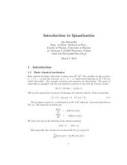 Introduction to Quantization - Faculty of Physics University of Warsaw