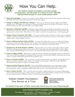 How You Can Help. - Haitian Health Foundation