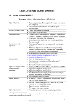 Level 1 Business Studies externals