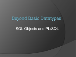 SQL Objects and PL/SQL