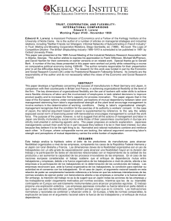 Trust, Cooperation and Flexibility - Kellogg Institute for International