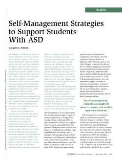 Self-Management Strategies to Support Students With ASD