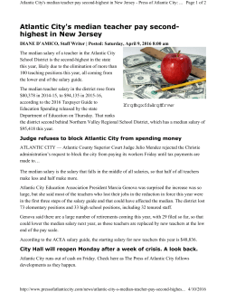 Atlantic City`s median teacher pay second
