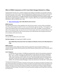 Effect of MSBA Comments on 2015 Court Rule Changes Related to