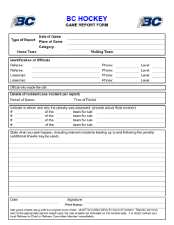 BCAHA Game Report