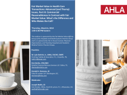 Fair Market Value in Health Care Transactions