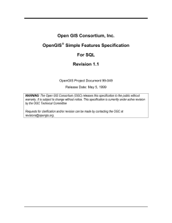Open GIS Consortium, Inc. OpenGIS Simple Features