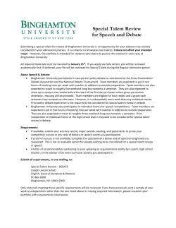 Speech and Debate - Binghamton University