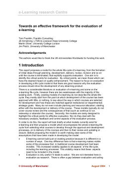 Towards a effective framework for the evaluation of e