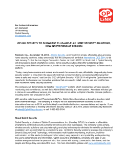 oplink security to showcase plug-and-play home