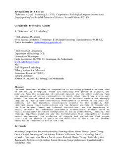 Diekmann, A., and Lindenberg, S. (2015). Cooperation: Sociological