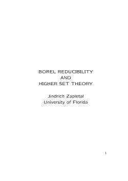 BOREL REDUCIBILITY AND HIGHER SET THEORY Jindrich
