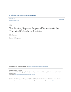 The Marital/Separate Property Distinction in the District of Columbia