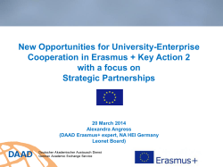 New Opportunities for University-Enterprise Cooperation in Erasmus