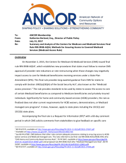 ANCOR Analysis of Medicaid Access Rule