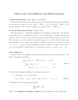 Public Goods: Pareto Efficiency and Market Outcomes